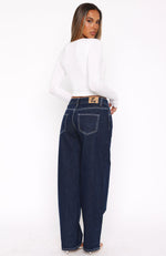 Bring The Style Low Rise Wide Leg Jeans Dark Indigo