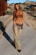 Bring The Style Low Rise Wide Leg Jeans Clay