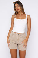 Maddy High Rise Denim Shorts Sesame