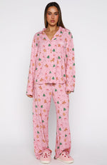 Pillow Talk Printed Long Sleeve Pyjama Set Candy Kiss