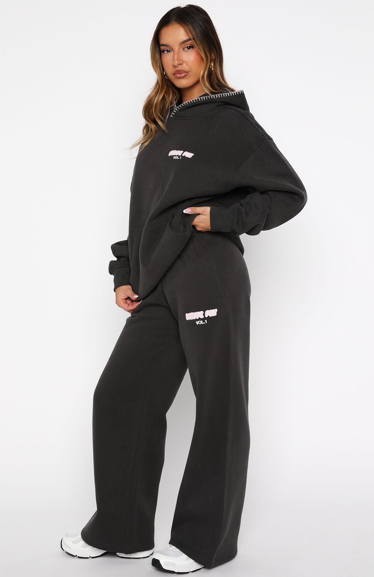Vol. 1 Wide Leg Sweatpants Charcoal | White Fox Boutique US
