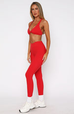 Ready Set Go Cross Front Leggings Red