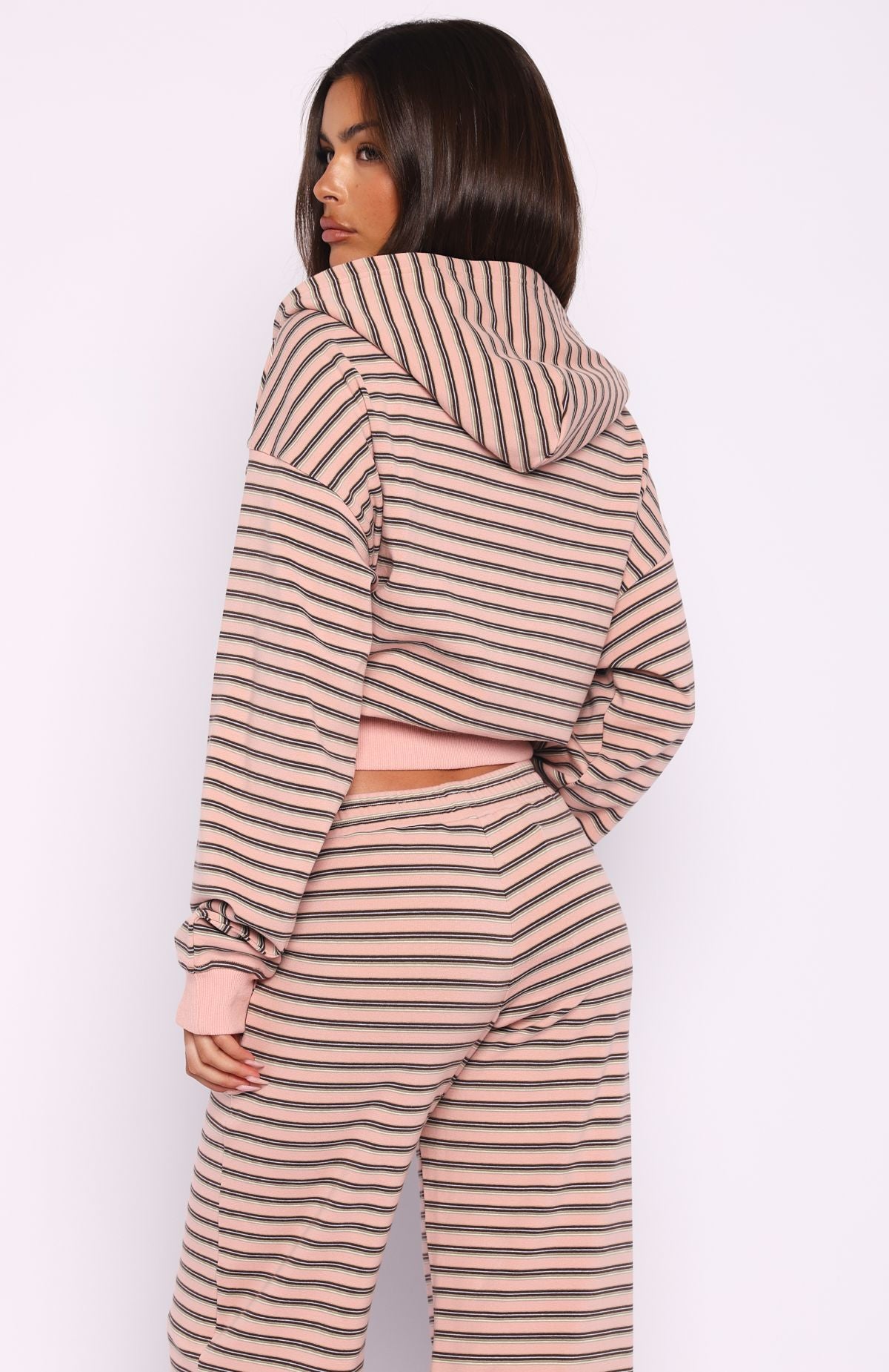 Looking Back Boxy Zip Front Hoodie Pink Stripe | White Fox Boutique US Looking Back Boxy Zip Front Hoodie Pink Stripe | White Fox Boutique US