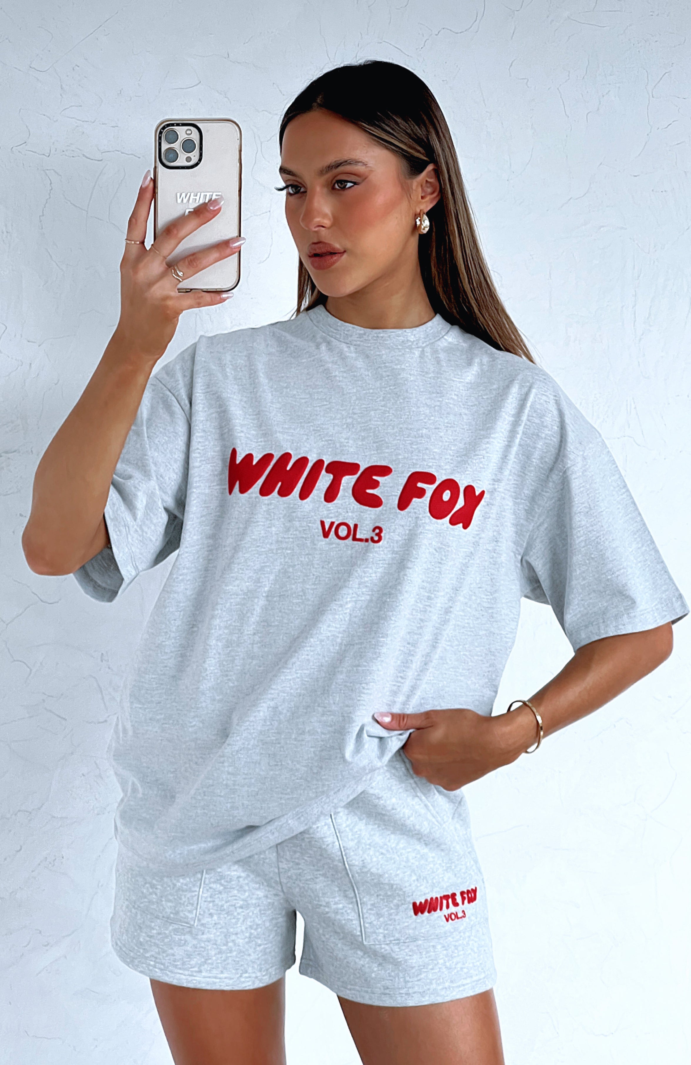 Offstage Oversized Tee Alloy Grey | White Fox Boutique US
