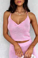 One Time Offer Crochet Top Pink