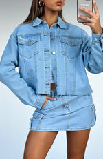 Only Want To Be With You Denim Jacket Light Blue Wash