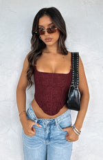 Out Of Luck Lace Bustier Wine