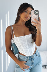 Out Of Luck Lace Bustier White