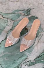 Out & About Heels Nude Patent Diamante