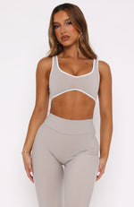 I'll Prove It Sports Crop Pebble/White