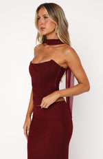 Lovers Lane Strapless Bustier Burgundy