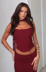 Lovers Lane Strapless Bustier Burgundy