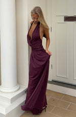 chinese dress ladies Perfect Illusion Halter Maxi Dress Dark Cherry