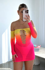 Hate To Say Long Sleeve Mini Dress Sunset Gradient