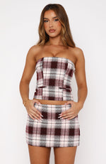 Xoxo Strapless Bustier Red Plaid