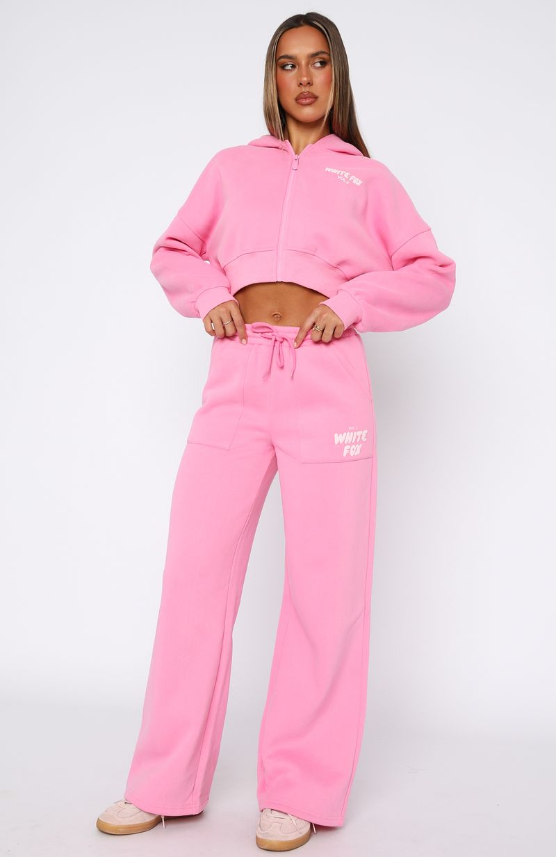 Offstage Wide Leg Sweatpants Bubblegum | White Fox Boutique US