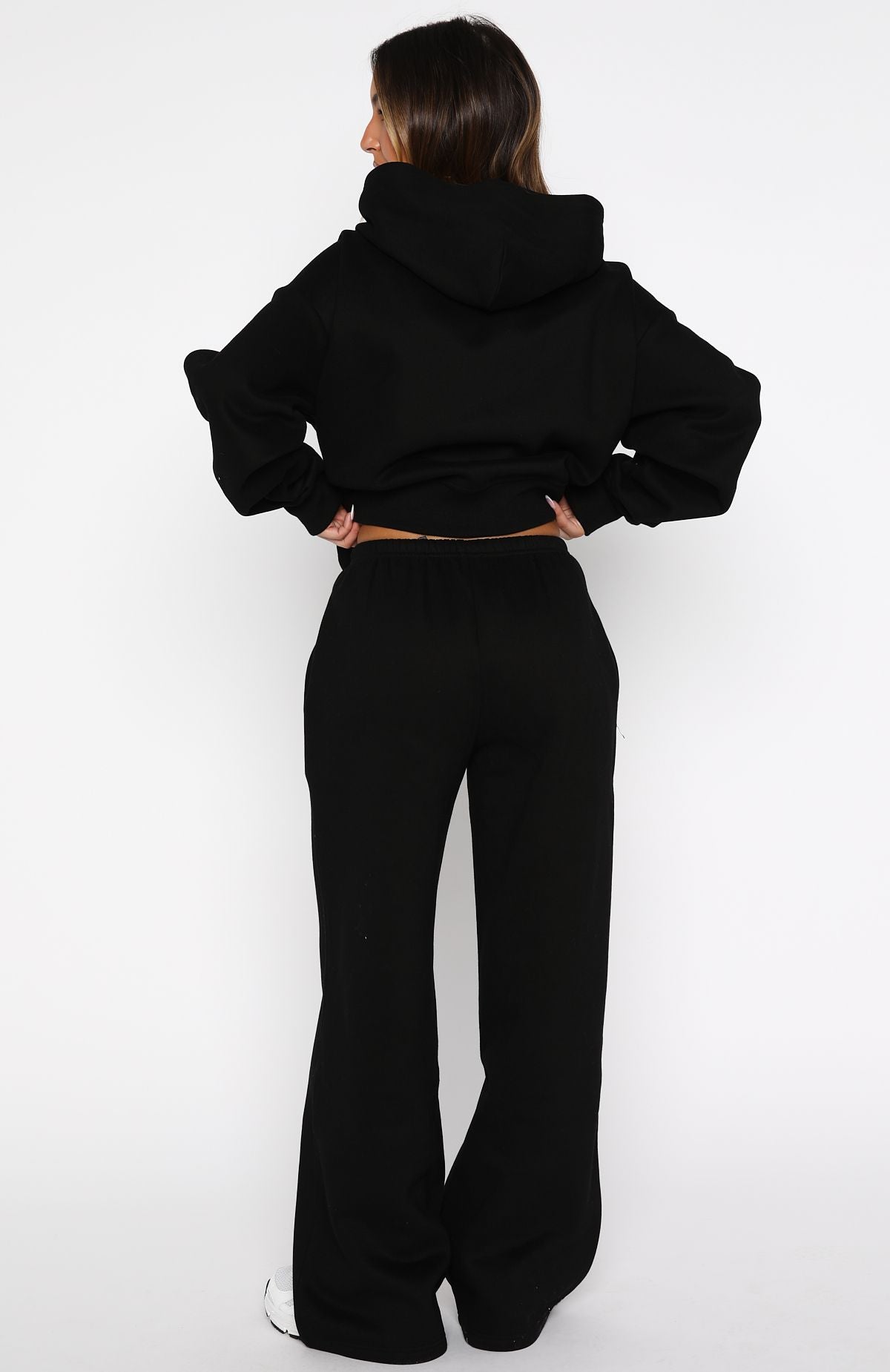 Test Drive Wide Leg Sweatpants Black | White Fox Boutique US
