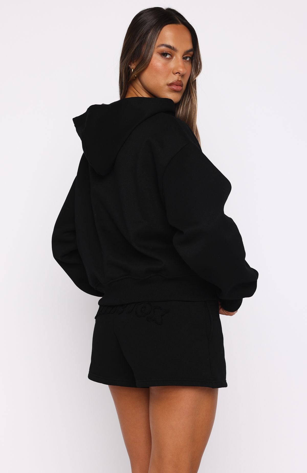 From The Archives Lexi Boxy Zip Front Hoodie Black | White Fox