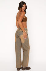 Bring The Style Low Rise Wide Leg Jeans Clay