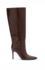 Run Away With Me Knee High Boots Choc Croc