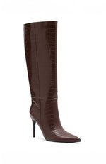 Run Away With Me Knee High Boots Choc Croc