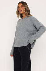 Luzia V Neck Knit Sweater Grey | White Fox Boutique US