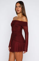 Dreaming Of Yesterday Long Sleeve Mini Dress Burgundy Dreaming Of Yesterday Long Sleeve Mini Dress Burgundy