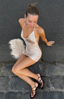 Reckless Glamour Fringe Mini Dress Gold