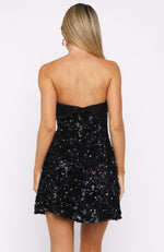 All In Strapless Sequin Mini Dress Black | White Fox Boutique US
