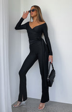Searching For You Long Sleeve Jumpsuit Black