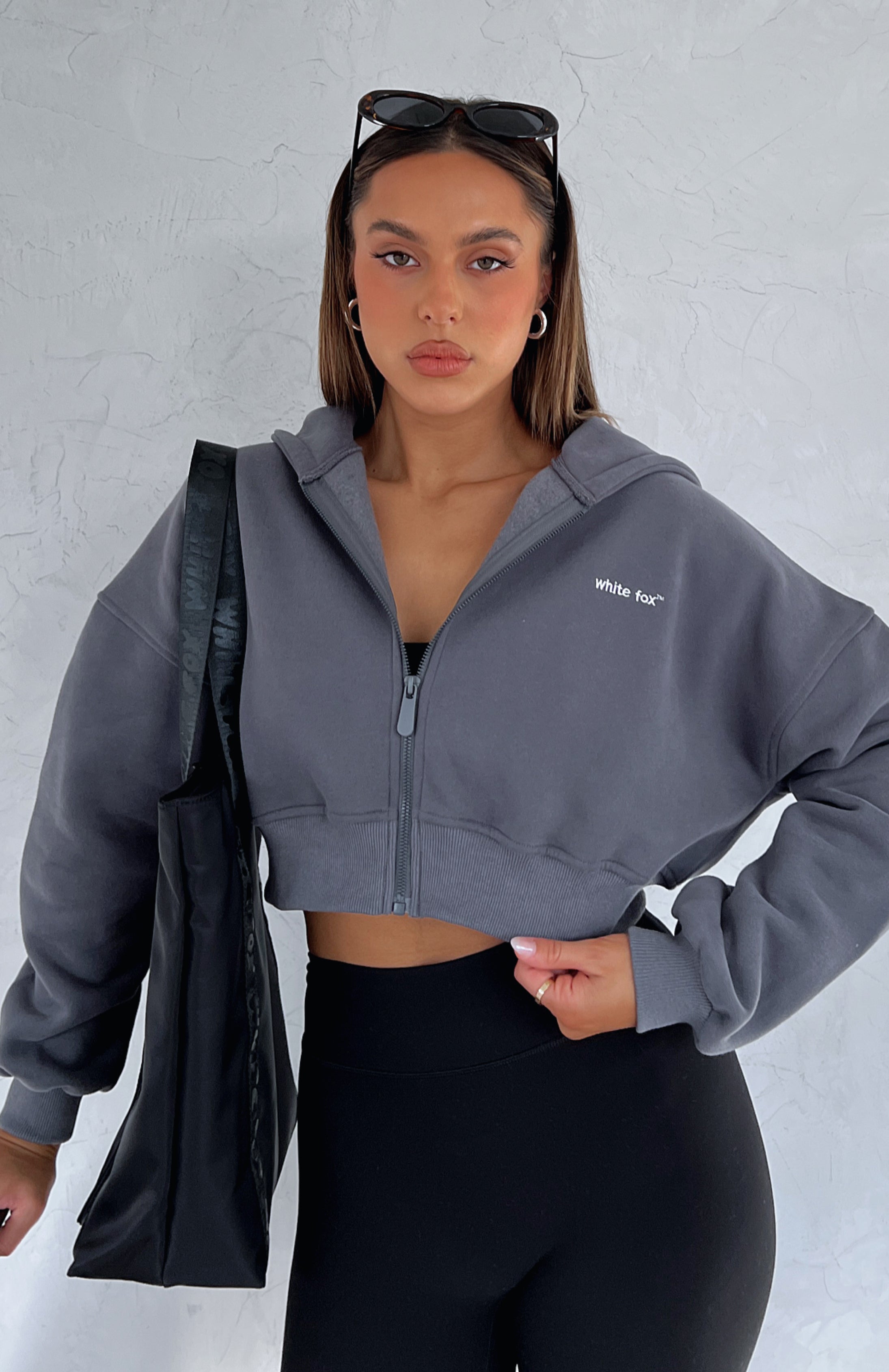 She's Effortless Cropped Hoodie Slate | White Fox Boutique US