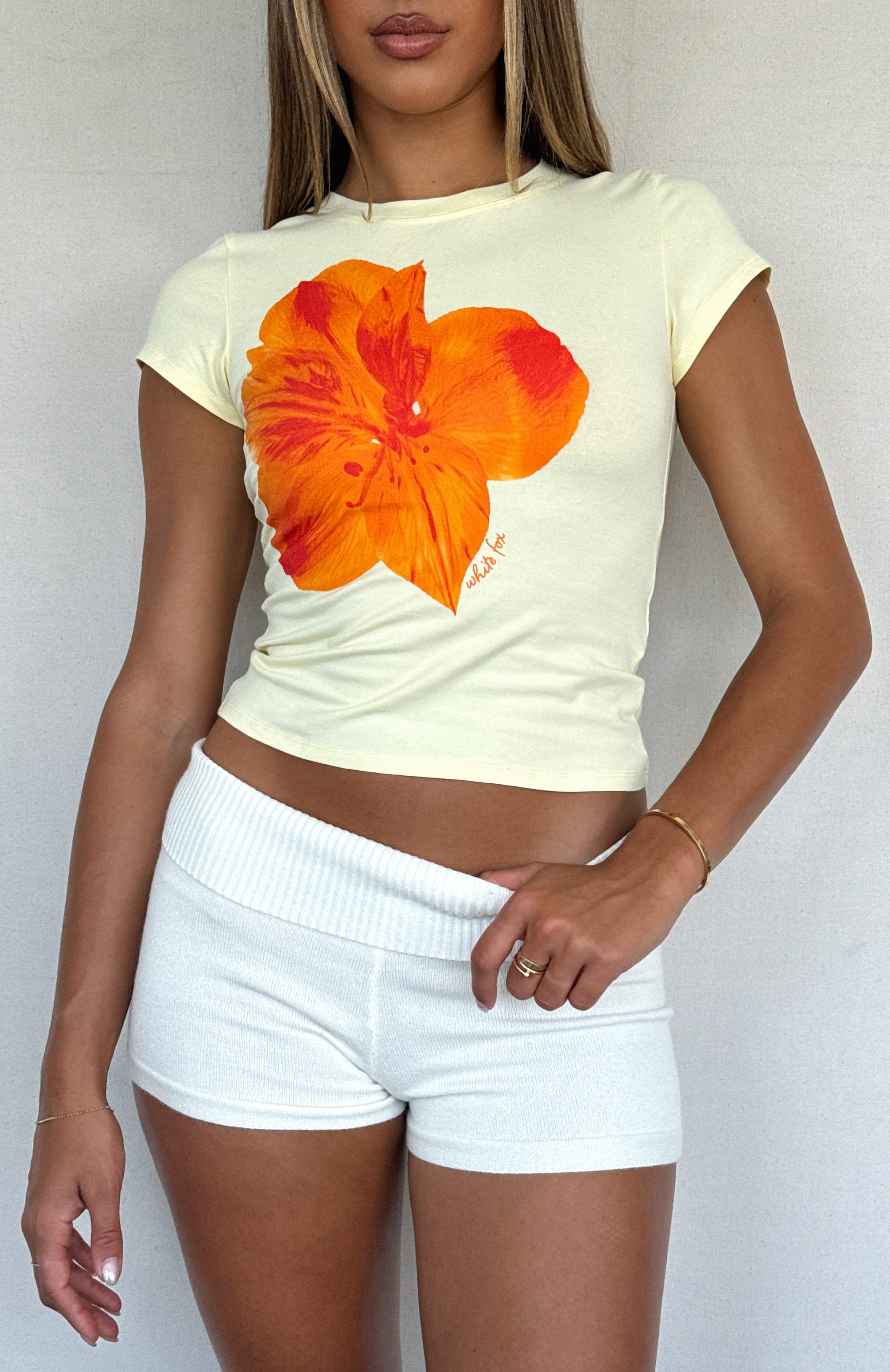 Skip Town Knit Booty Shorts Cream | White Fox Boutique US