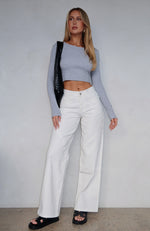 Sofia Mid Rise Wide Leg Jeans White