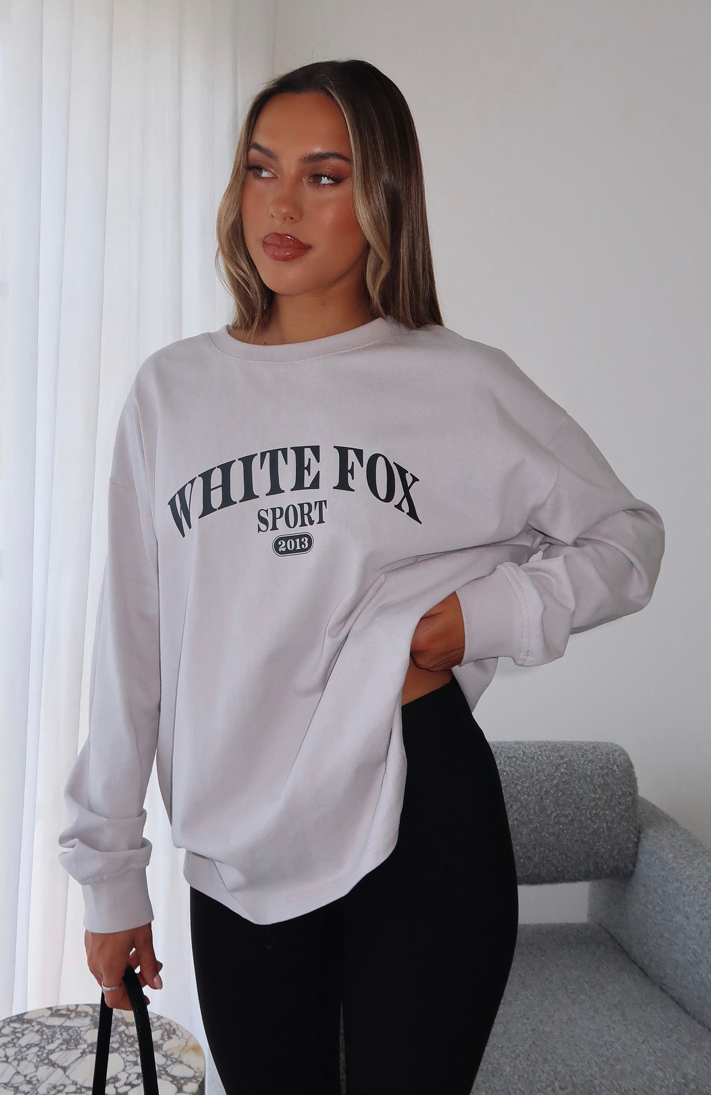 Stand With You Long Sleeve Oversized Tee Moon | White Fox Boutique US