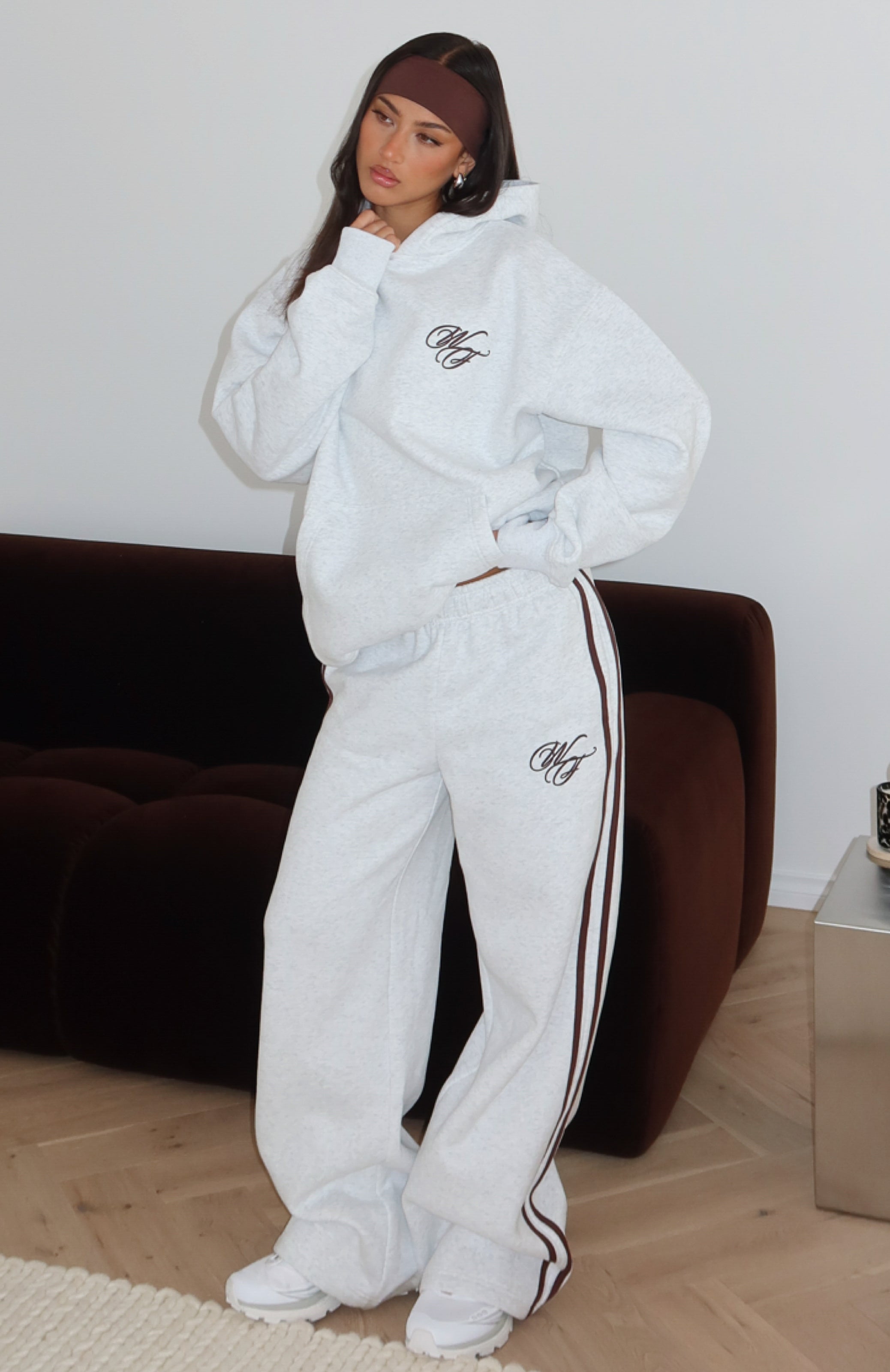 Studio 17 Raven Wide Leg Sweatpants Grey Marle | White Fox Boutique US