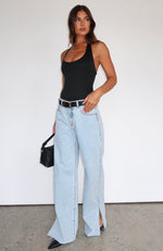 Summer Mid Rise Wide Leg Jeans Glacier Blue