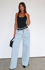 Summer Mid Rise Wide Leg Jeans Glacier Blue