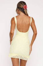 Take A Bow Mini Dress Lemon