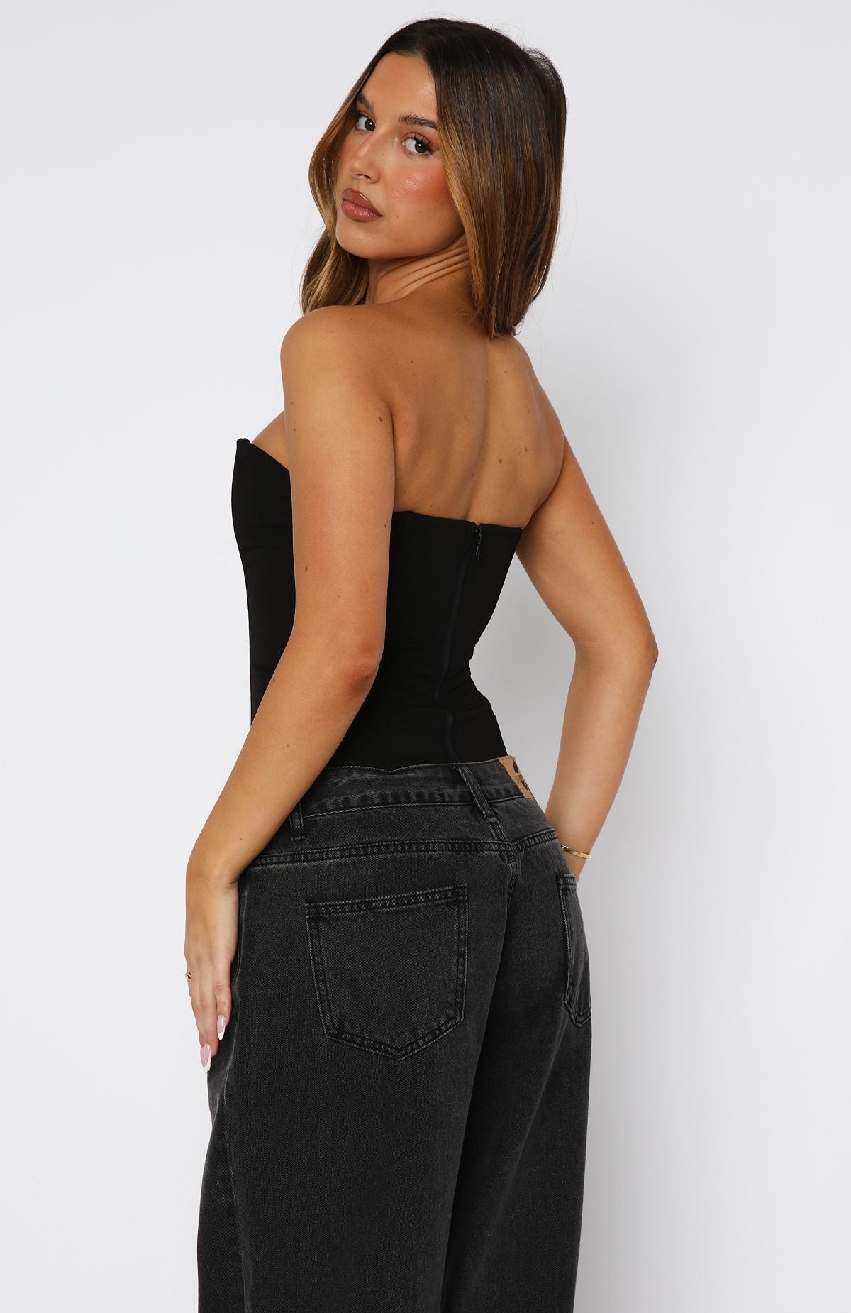 On The Town Bustier Black | White Fox Boutique US