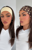 Staying Safe 2 Pack Headband Lemon & Choc Polka Dots