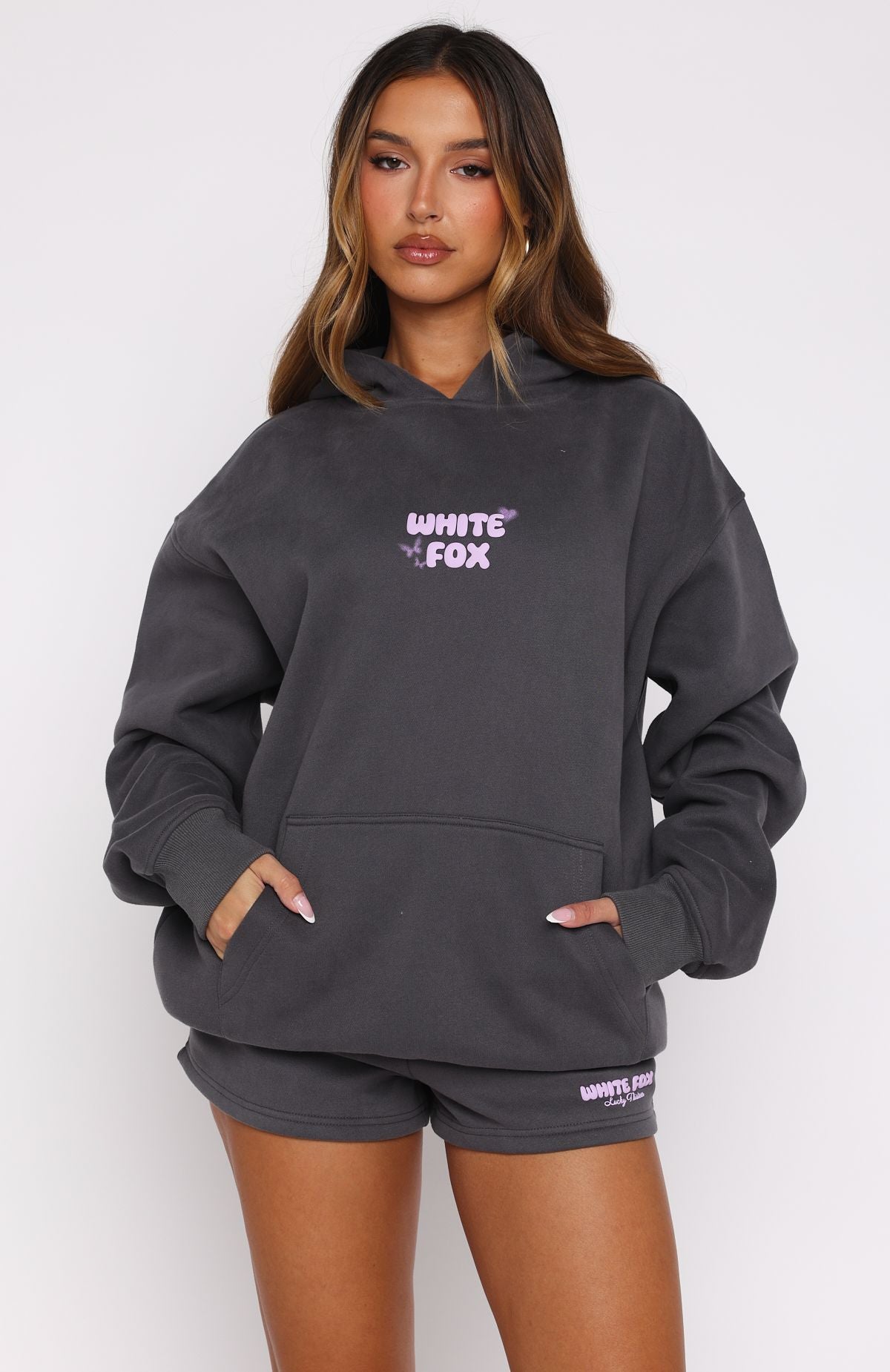 Lucky Thirteen Stephanie Oversized Hoodie Volcanic | White Fox