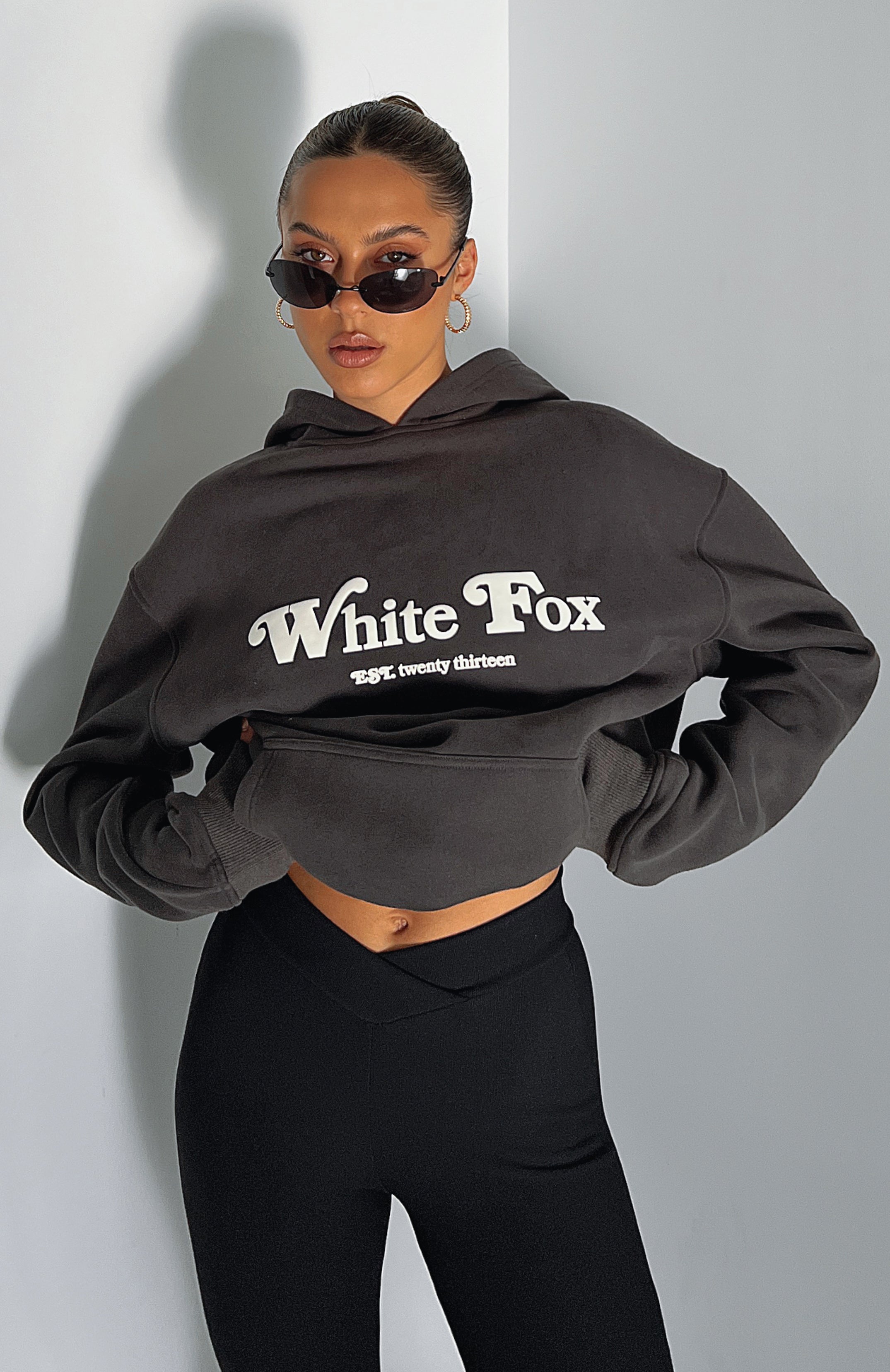 [TWN]★FLAME HOODIE Twin Flame Oversized Hoodie Charcoal | White Fox Boutique US