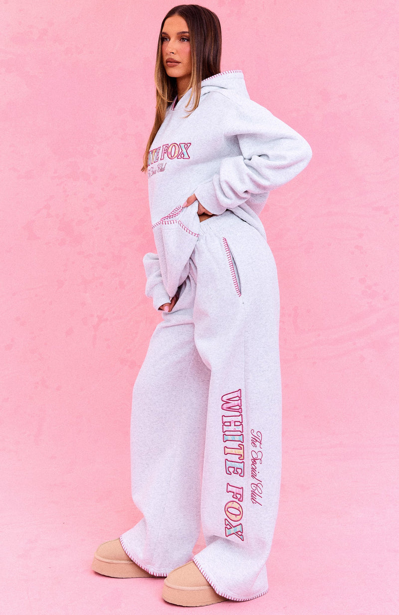 The Social Club Elena Wide Leg Sweatpants Grey Marle