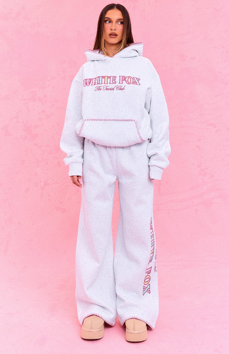 The Social Club Elena Wide Leg Sweatpants Grey Marle