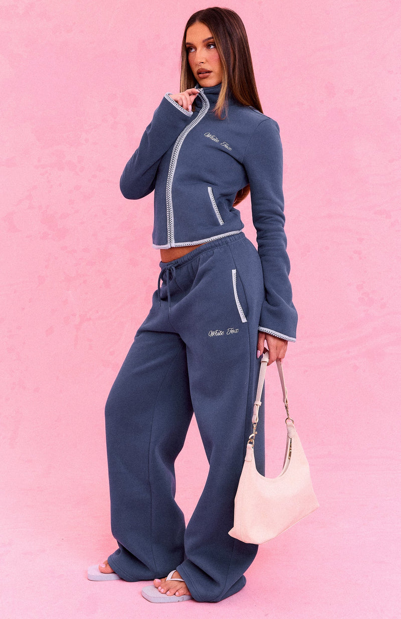 The Social Club Helena Wide Leg Sweatpants Navy