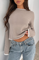 Unique Love Knit Sweater Taupe