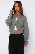 Stripe Me Down Knit Jacket Charcoal/Grey | White Fox Boutique US