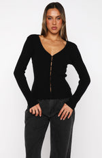 All Bundled Up Knit Cardigan Black | White Fox Boutique US