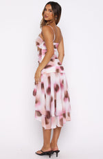 white flower midi dress Brass & Roe Amaira Modest White And Blue Floral Midi Dress White / M