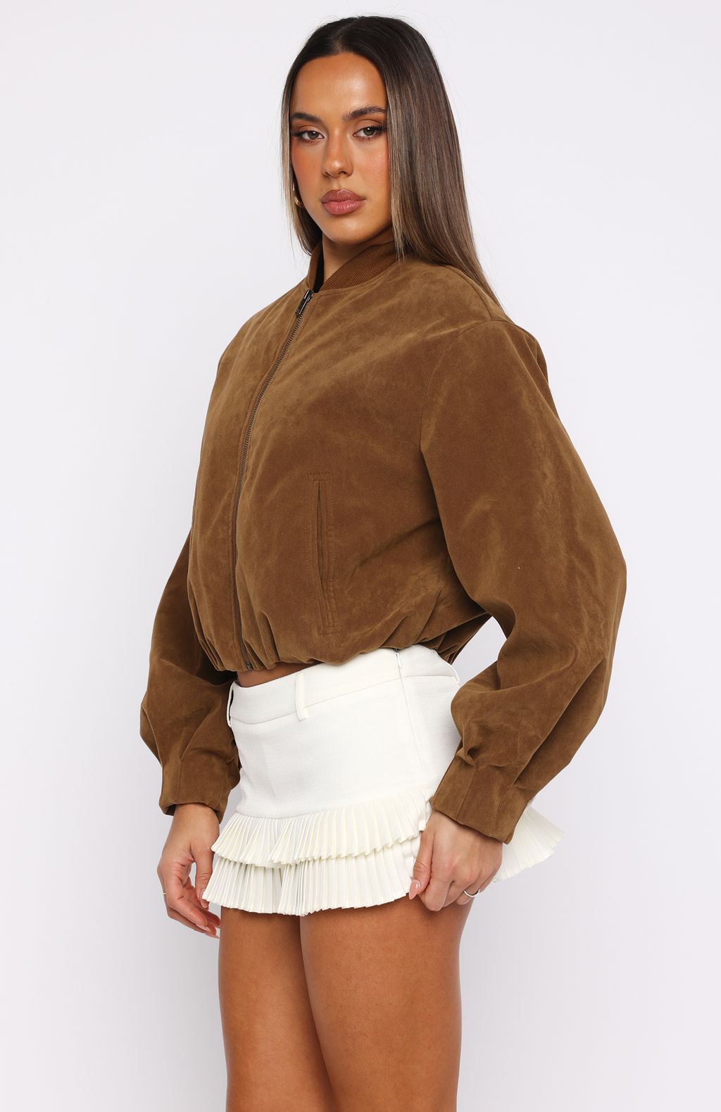 What Did I Miss Faux Suede Jacket Caramel | White Fox Boutique US